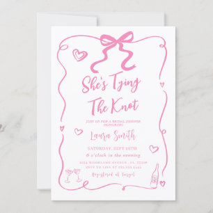 Invitación Bow rosado está atando la ducha nupcial