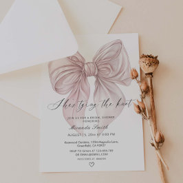 Invitación Bow rosado está atando la ducha nupcial
