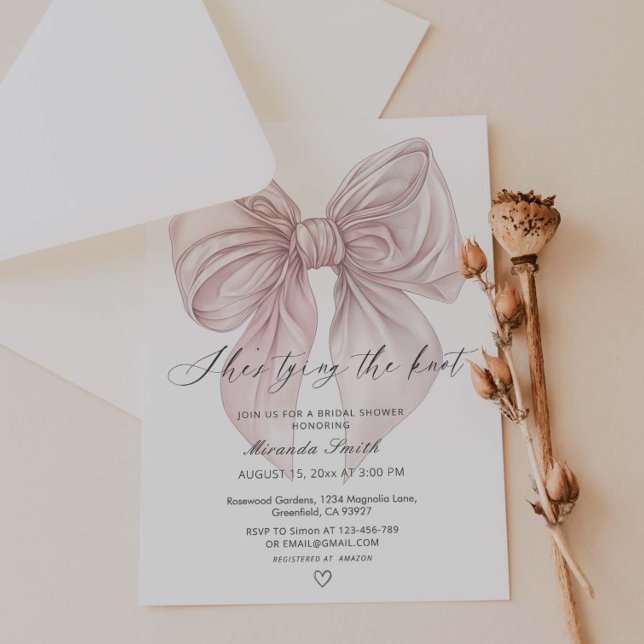 Invitación Bow rosado está atando la ducha nupcial (Subido por el creador)