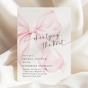Invitación Bow rosado está atando la ducha nupcial