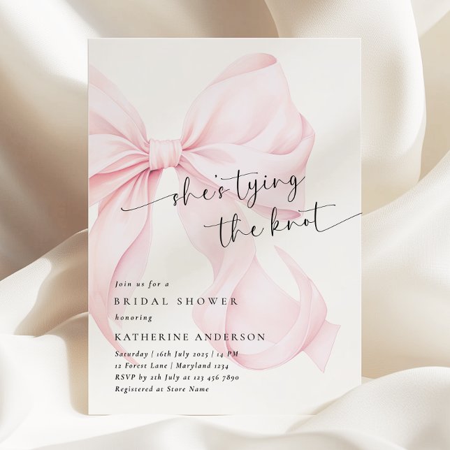 Invitación Bow rosado está atando la ducha nupcial (Subido por el creador)