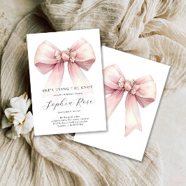 Invitación Bow rosado está atando la ducha nupcial