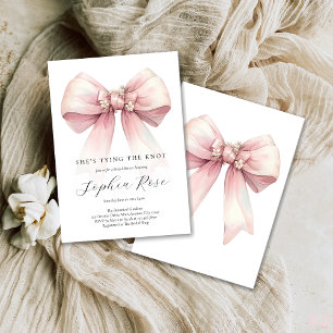 Invitación Bow rosado está atando la ducha nupcial