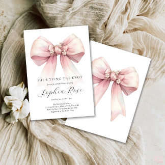 Invitación Bow rosado está atando la ducha nupcial
