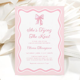 Invitación Bow rosado tira y se ata la ducha nupcial
