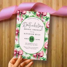 Bow rosado y Chlover St Patrick's Day Bridal Showe