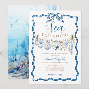 Invitación Bow Sea You Soon Baby Shower Niño Náutico Océano