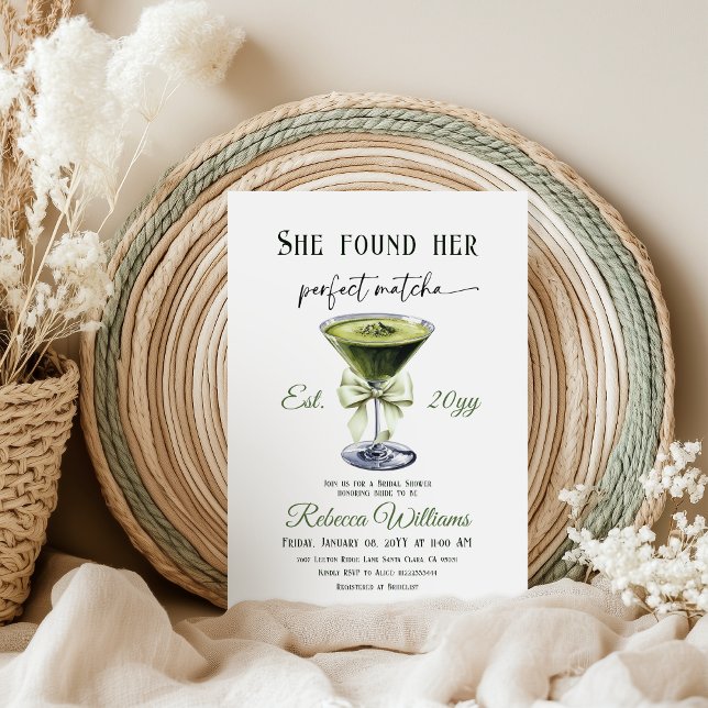 Invitación Bow She Found Her Perfect Matcha Bridal Shower (Subido por el creador)