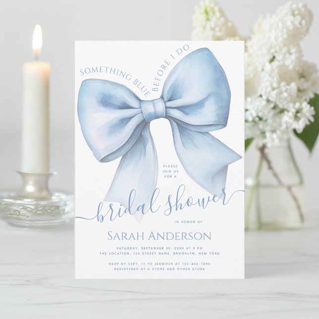 Invitación Bow Something Blue Before I Do Chic Bridal Shower (Subido por el creador)