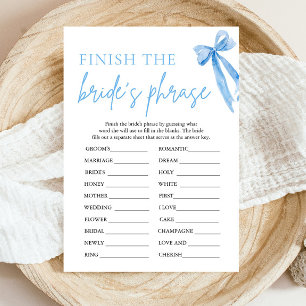 Invitación Bow termina el juego de ducha de novia con frases