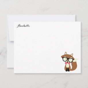 Invitación Bow Tie and Glasses Hipster Fox Gracias Notas