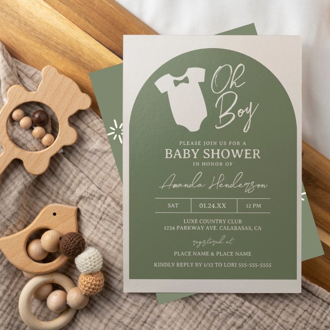 Invitación Bow Tie Sage Green Baby Shower (Subido por el creador)