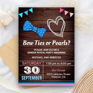 Invitación Bow Ties or Pearls Fiesta de Revelación de Género