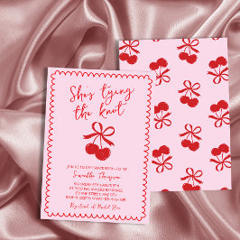 Invitación Bow Tying Knot Cherry Hand Drawed Bridal Shower