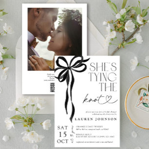 Invitación Bow Tying Knot Photo QR Bridal Shower