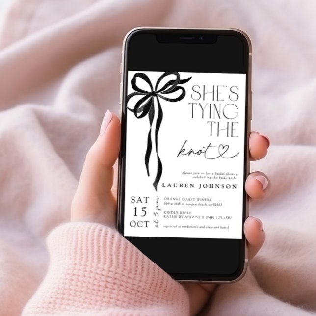 Invitación Bow Tying Knot Photo QR Bridal Shower (Subido por el creador)