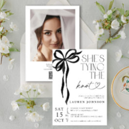 Invitación Bow Tying Knot QR Photo Bridal Shower