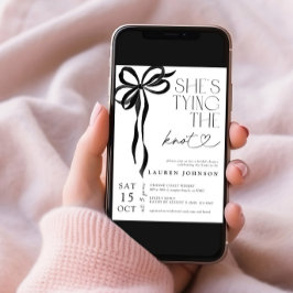 Invitación Bow Tying Knot QR Photo Bridal Shower