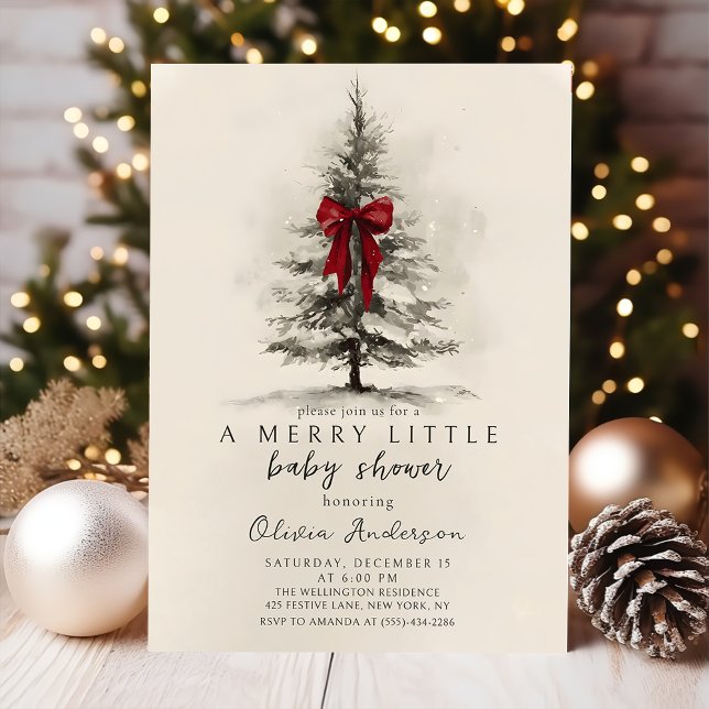 Invitación Bow una alegre y pequeña ducha de bebé para Navida (Subido por el creador)