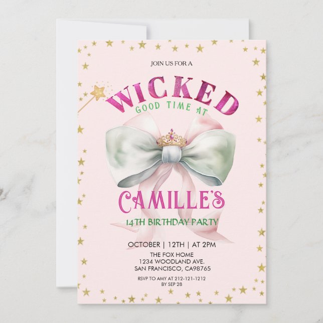 Invitación Bow Witches magical Birthday Party  Invitation (Anverso)
