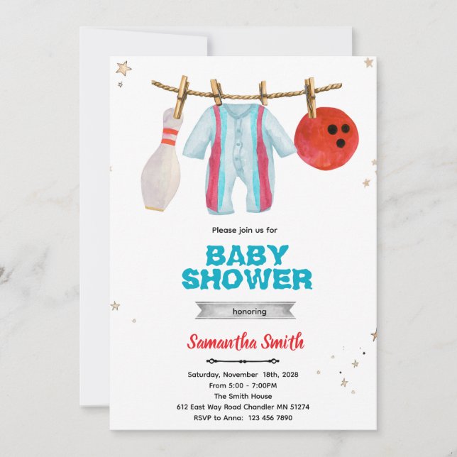 Invitación Bowling baby shower party invitation (Anverso)
