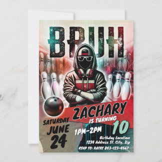 Invitación Bowling Birthday Invite Party | BRUH YOU IN