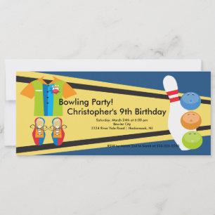 Invitación Bowling Birthday Party Invitation Retro