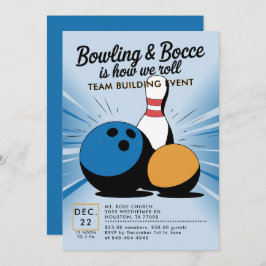 Invitación Bowling Bocce Team Building Church Business Blue