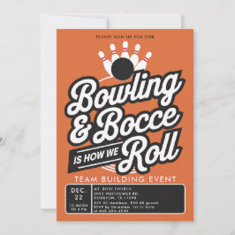 Invitación Bowling Bocce Team Building Church Business Naranj