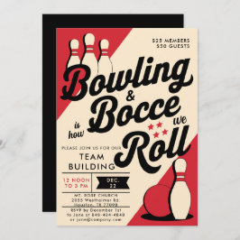 Invitación Bowling Bocce Team Community Church Business Red