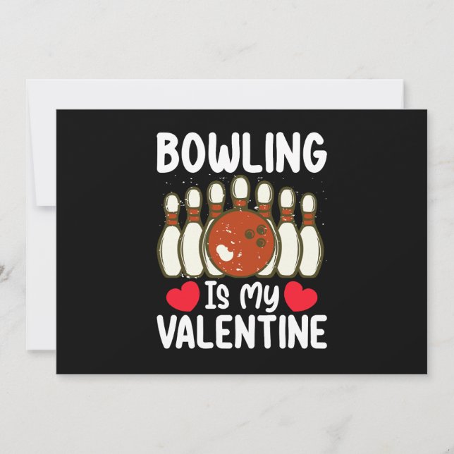 Invitación Bowling es mi corazón de amor de San Valentín (Anverso)