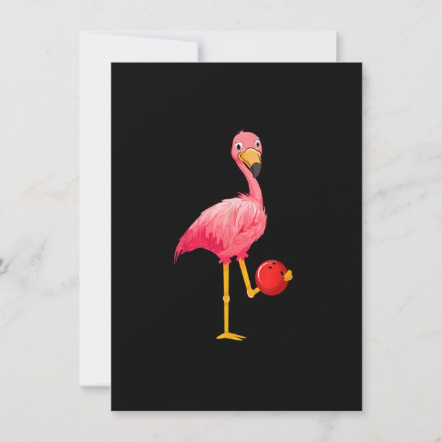 Invitación Bowling Flamingo - Funny Flamingo Bowling Player (Anverso)