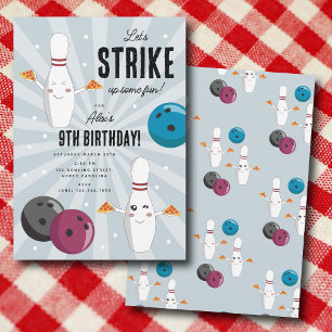 Invitación Bowling Pizza Strike Algunos Divertidos Niños Cump