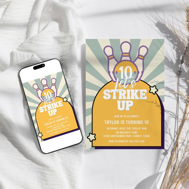 Invitación Bowling Retro Niños Fiesta de cumpleaños (Subido por el creador)