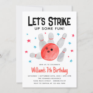 Invitación Bowling Strike Algunas Divertidas Niñas Fiesta de 