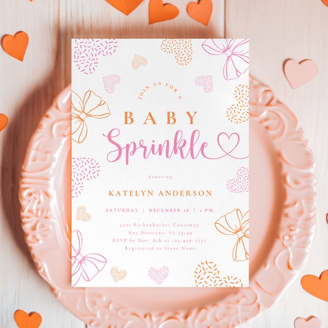 Invitación Bows and Hearts Sprinkle Baby Shower Invitation (Subido por el creador)