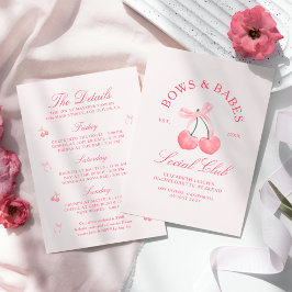 Invitación Bows & Babes Coquette Cherries Bachelorette