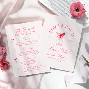 Invitación Bows & Babes Coquette Cherries Despedida de Solter