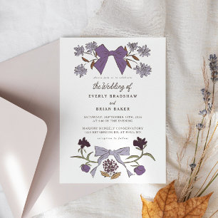 Invitación Bows & Blossoms Lilac Coquette Boda