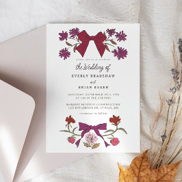 Invitación Bows & Blossoms Magneta Coquette Boda