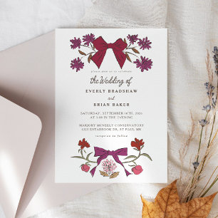 Invitación Bows & Blossoms Magneta Coquette Boda