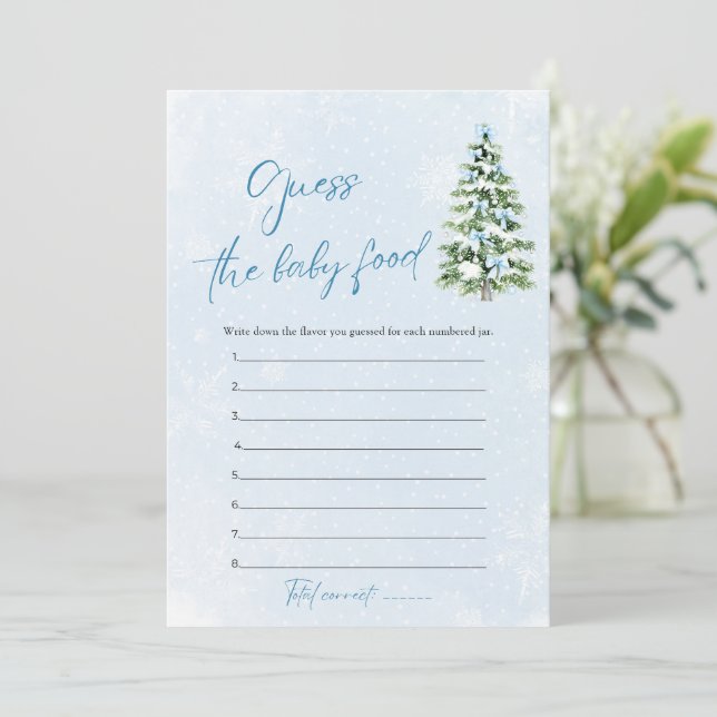 Invitación Bows Christmas Baby Shower Guess The Baby Food (Anverso de pie)