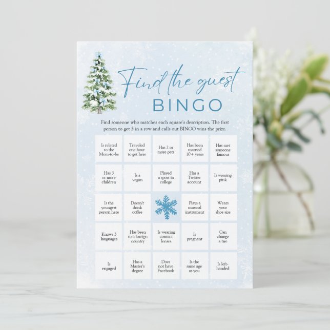 Invitación Bows Christmas Find the Guest Bingo Baby Shower (Anverso de pie)