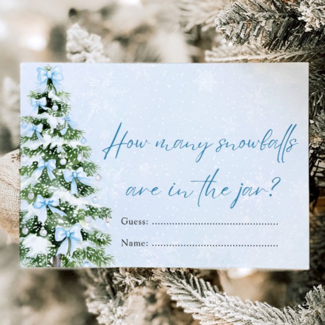 Invitación Bows Christmas How Many Snowballs Baby Shower Game (Bows Christmas How Many Snowballs Baby Shower Game )