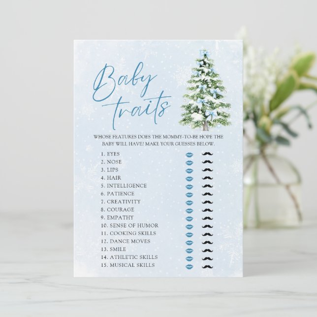 Invitación Bows Christmas Tree Baby Traits Baby Shower Game (Anverso de pie)