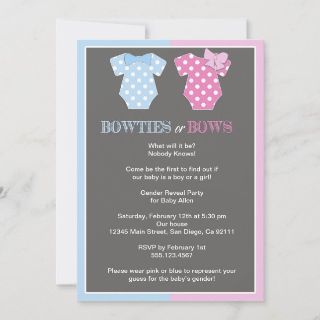 Invitación Bowties o el género de los arcos revela (Anverso)