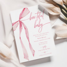 Bowtiful Watercolor Rubor Pink Baby Shower