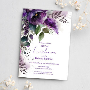 Invitación Boxeador Morado Floral Bridal Shower Luncheon