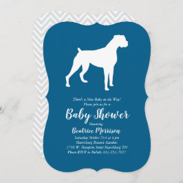 Invitación Boxer Dog Baby Shower Blue Boy