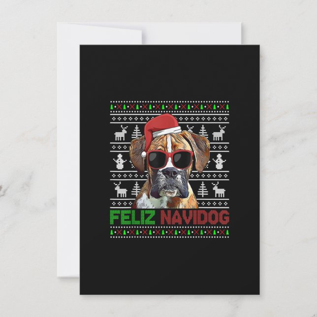 Invitación Boxer Dog Feliz Navidog Funny Navidades (Anverso)